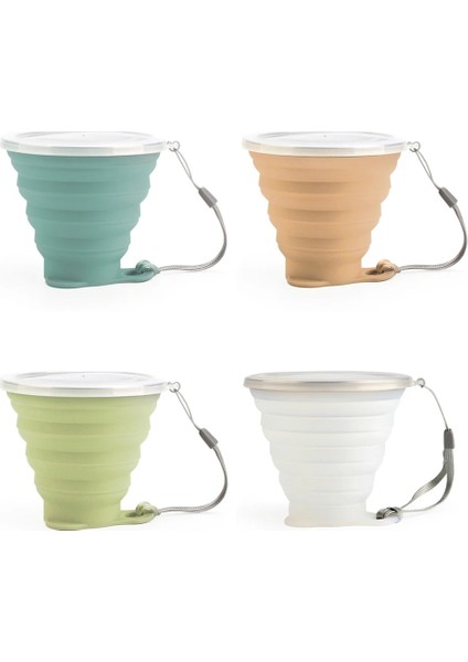 Kombinasyon 05 Stili Me.fam Yeni 270ML Açık Silikon Katlanır Su Bardağı ile Lanyardlid Geri Çekilebilir Seyahat Mini Kahve Fincanları Taşınabilir Gargara Copa (Yurt Dışından)