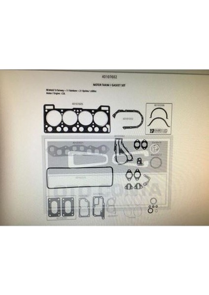 40107602S Motor Takım Contası 1.6 Renault 21 Optima Fairway Renault 9 Skt Keçeli 7701465227