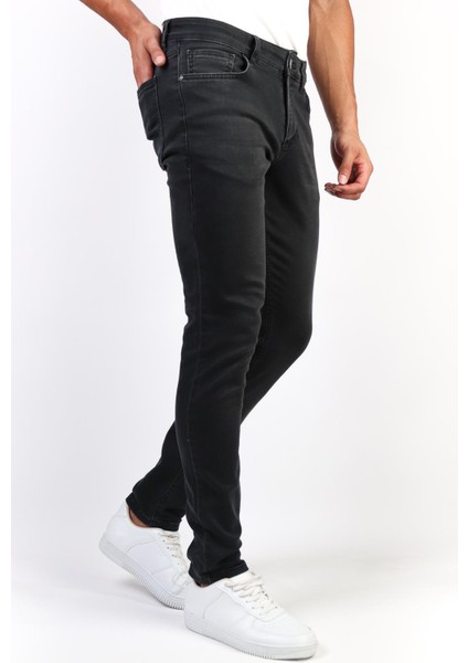 -Antrasit Slim Fit Likralı Jean Erkek Kot Pantolon Antrasit