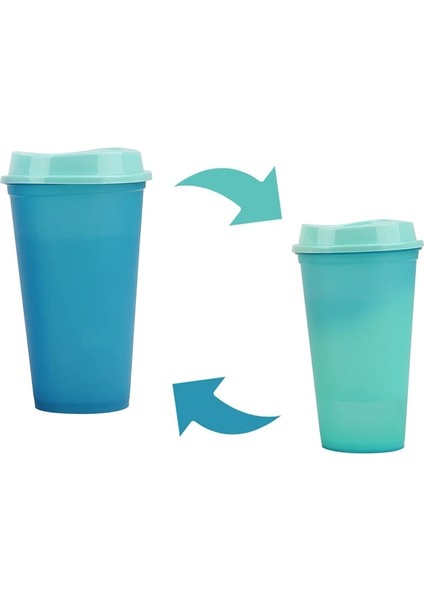 Maviden Yeşile Stil 5 Adet 473ML Plastik Yeniden Kullanılabilir Renk Değiştiren Soğuk Su Kapaklı Kahve Fincanları Ev Drinkware Mutfak Ürünleri (Yurt Dışından)