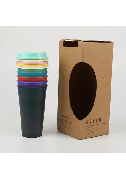 Maviden Yeşile Stil 5 Adet 473ML Plastik Yeniden Kullanılabilir Renk Değiştiren Soğuk Su Kapaklı Kahve Fincanları Ev Drinkware Mutfak Ürünleri (Yurt Dışından) fiyatları