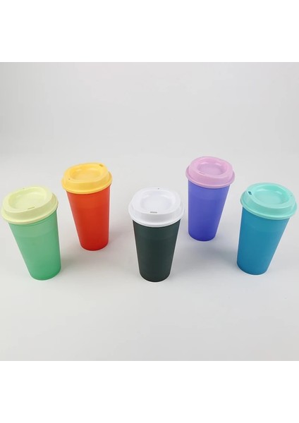Maviden Yeşile Stil 5 Adet 473ML Plastik Yeniden Kullanılabilir Renk Değiştiren Soğuk Su Kapaklı Kahve Fincanları Ev Drinkware Mutfak Ürünleri (Yurt Dışından) modelleri