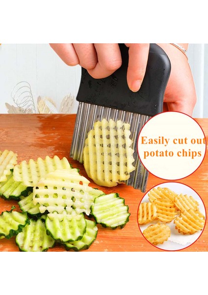 Siyah Stil Patates Kızartması Kesici Paslanmaz Çelik Patates Soyucu Kesim Sebze Mutfak Aksesuarları Çakı Patates Dalgalı Kesici (Yurt Dışından) fiyatları