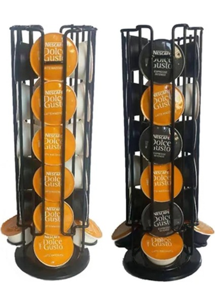 B Tarzı Dolce Gusto Kapsül Ekran Kapsül Raf Paslanmaz Çelik Kule Standı Depolama Rafı Için 24CUPS Dönebilen Kahve Pod Tutucu (Yurt Dışından) modelleri