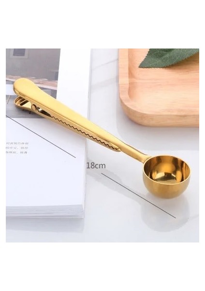 Altın Tarzı Iskandinav Tarzı Ikisi Bir Arada Kahve Kaşığı Altın Paslanmaz Çelik Sızdırmazlık Tozu Kaşığı Ev Ürünleri (Yurt Dışından)