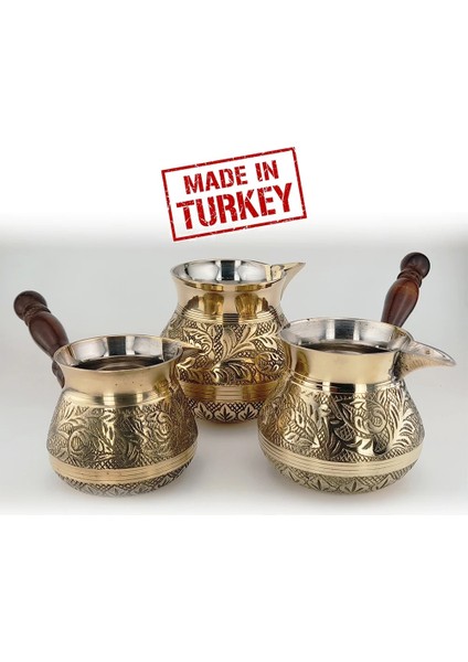 Küçük Stil Türk Yunan Fas Kahvesi Kupa Espresso Potu Su Isıtıcısı Cezve Anadolu Osmanlı Tasarım Ocakta Servis Ahşap Saplı Dövülmüşpirinç (Yurt Dışından) fiyatları