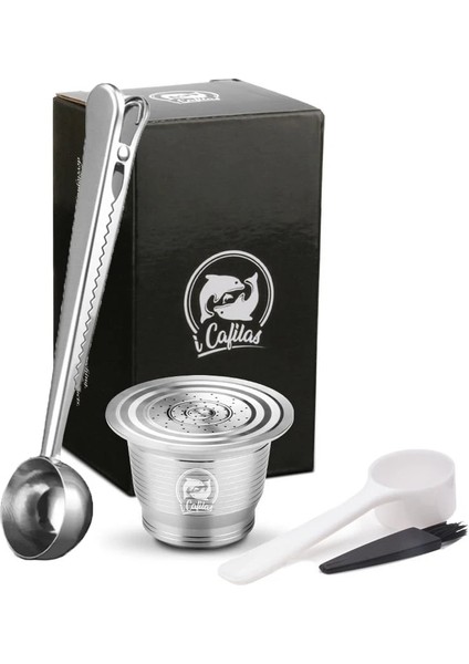 Açık Sarı Stil Icafilas Nespresso Doldurulabilir Kapsül Yeniden Kullanılabilir Paslanmaz Çelik Yeniden Kullanılabilir Kapsüller Kahve Filtresi Pod Kahve Sabotaj Kaşığı (Yurt Dışından)