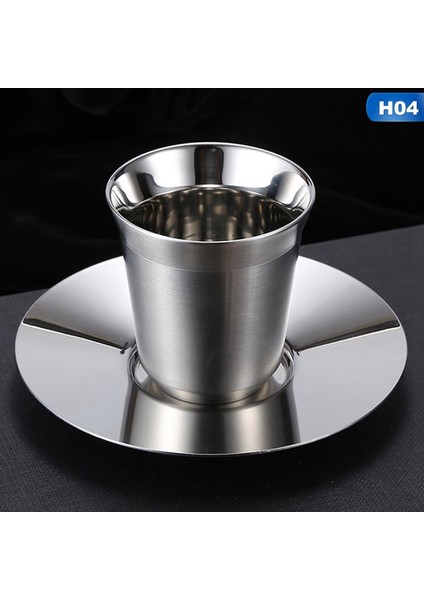 No.4 Stili 304 Çift Katmanlı Paslanmaz Çelik Kahve Fincanı ml Yalıtımlı Bardak Bağlantılı Toz Bardak Kahve Kapsül Bardak Kolay Temizlenir (Yurt Dışından)