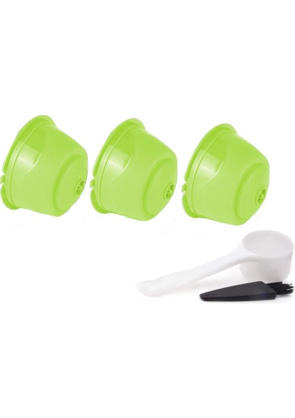 Açık Yeşil Tarzı Yeniden Kullanılabilir Kahve Kapsül Filtre Fincan Nescafe Dolce Gusto Için Doldurulabilir Kapaklar Kaşık Fırça Filtre Sepetleri Pod Yumuşak Tat Tatlı 3 Adet (Yurt Dışından)