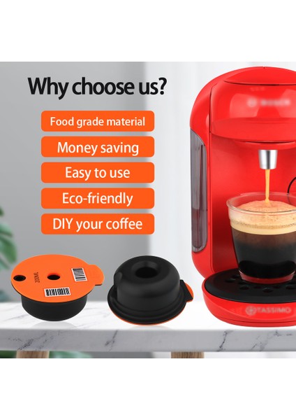 200ML-2 Tarzı 200 Mlml Tassimo Yeniden Kullanılabilir Kahve Kapsül Kapsülleri Kahve Kapsül Pod Silikon Bosch Tassimo Kahve Aksesuarları ile Uyumlu (Yurt Dışından)