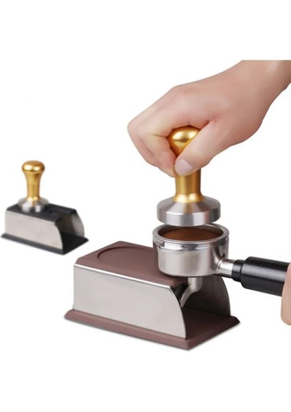 C 51MM Stili Kahve Temper Standı, Kahve Makinesi Için Sağlam Paslanmaz Çelik Tamping Standı ve Silikon Mat ile Kahve Sabotaj Depolama Tabanı (Yurt Dışından)