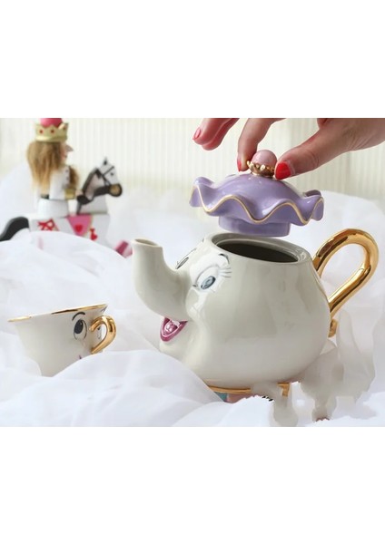 No.2 Tarzı Sıcak Satış Güzel ve Çirkin Bayan Potts Çip Kahve Çay Seti Pot Fincan Kupa Porselen Su Isıtıcısı 18K Altın Kaplama Seramik Noel Hediyesi (Yurt Dışından) fiyatları