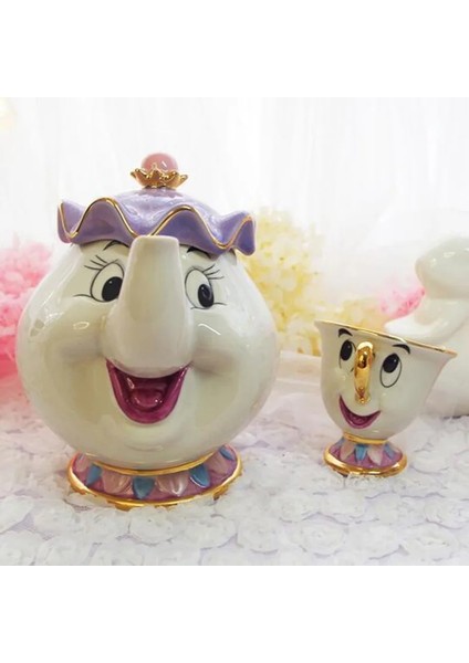 No.2 Tarzı Sıcak Satış Güzel ve Çirkin Bayan Potts Çip Kahve Çay Seti Pot Fincan Kupa Porselen Su Isıtıcısı 18K Altın Kaplama Seramik Noel Hediyesi (Yurt Dışından) modelleri