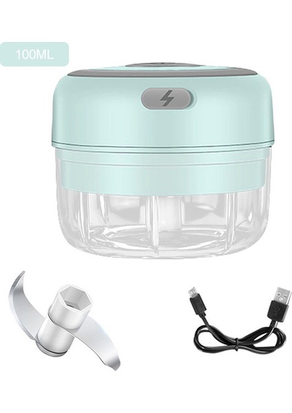 YEŞIL100ML Tarzı Akülü Taşınabilir Elektrikli Mini Sarımsak Kırıcı Ezici USB Şarj Gıda Soğan Kıyıcı Sebze Kesici Mutfak Alet (Yurt Dışından)