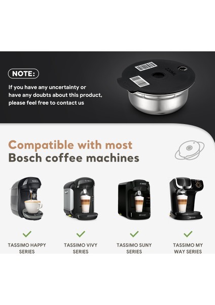 NO.180 Tarzı Icafilas Bosch Tassimo Paslanmaz Çelik Kahve Kapsül Pod Doldurulabilir Filtre Kahve Makinesi Silikon Kapak ml (Yurt Dışından)