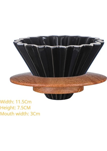 Siyah Ahşap Destek Stili Seramik Cezve V60 Kahve Filtre Fincanlı Set, Kahve Kağıt Havlu Demleme Potası, Kahve Kağıdı ve Diğer Kahve Aletleri Fincanları (Yurt Dışından)