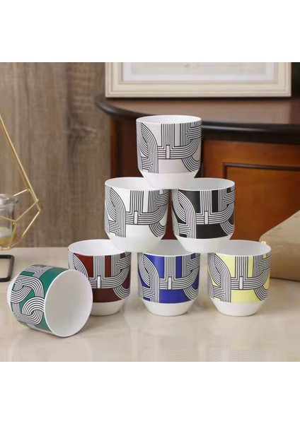 Haki Tarzı Yaratıcı Gökkuşağı Pist Sofra Seti Kemik Çini Tabak ve Kahve Fincanları Seti Öğleden Sonra Üst Düzey Ev Hediyesi (Yurt Dışından) fırsatları