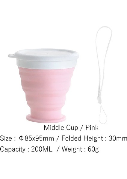200ML Pembe Stil Mlteleskopik Taşınabilir Silikon Katlanır Bardak Gıda Sınıfı Su Bardağı Seyahat Içme Gereçleri Kupa Açık Reçine Kahve Handcup (Yurt Dışından)