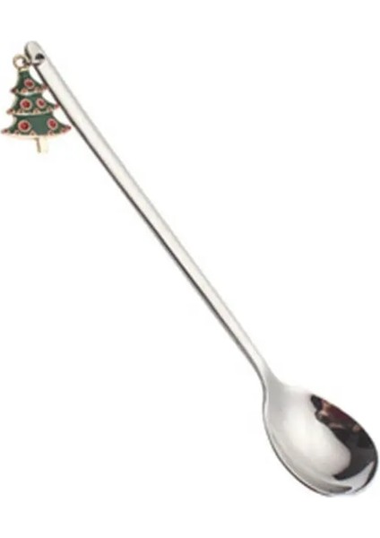 Gümüş-2 Tarzı Yeni Yıl Paslanmaz Noel Kaşığı Noel Hediyeleri Parti Masa Süsleri Süt Kahve Kaşığı Noel Mutfak Süslemeleri Yemek Takımı (Yurt Dışından)