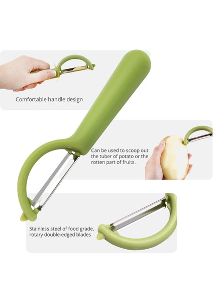 2 Adetgri Tarzı Konco Meyve Sebze Soyucu, Paslanmaz Çelik Ultra Keskin Jülyen Soyucu, Ergonomik Silikon Saplı, Mutfak Aletleri (Yurt Dışından)