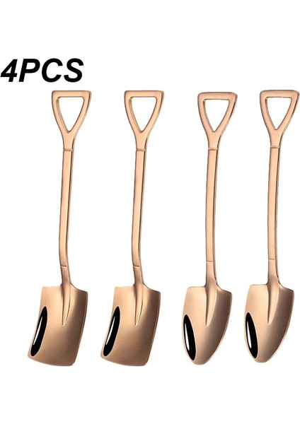 4 Adet Gül Altın Tarzı 4 Adet Paslanmaz Çelik Kürek Kahve Kaşığı Seti Kepçe Kürek Çay Kaşığı Dondurma Tatlı Kaşığı Mutfak Aksesuarları Sofra Takımı (Yurt Dışından)