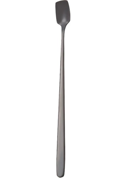 Siyah Stil 17CM Yüksek Li 304 Paslanmaz Çelik Kare Kafa Buz Kaşığı Ev Mutfak Uzun Saplı Kahve Tatlı Kokteyl Karıştırma Kaşık (Yurt Dışından)