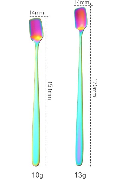 Siyah Stil 17CM Yüksek Li 304 Paslanmaz Çelik Kare Kafa Buz Kaşığı Ev Mutfak Uzun Saplı Kahve Tatlı Kokteyl Karıştırma Kaşık (Yurt Dışından)