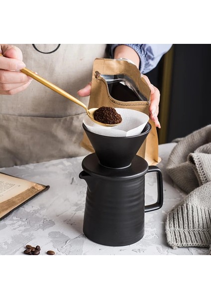 Beyaz Filtre Stili Seramik Kahve Damlatıcı Kahve Damlama Filtresi Pot Kalıcı Kahve Makinesi Üzerine Dökün, Filte Için Ayrı Standlı 500ML (Yurt Dışından) indirimleri