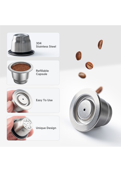 Menekşe Tarzı Recafımıl Nespresso Dolum Kapsül Paslanmaz Çelik Espresso Bardak Yeniden Kullanılabilir Kahve Kapsülleri Sabotaj Dozaj Lattissima Dokunmatik (Yurt Dışından)