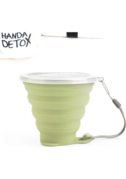 Matcha 1 Adet Tarzı Me.fam 270ML Paslanmaz Çelik Silikon Kordonlu Katlanır Bardaktoz Geçirmez Kapak Kapaklı Açık Kahve Fincanları Geri Çekilebilir Seyahat Copa (Yurt Dışından)