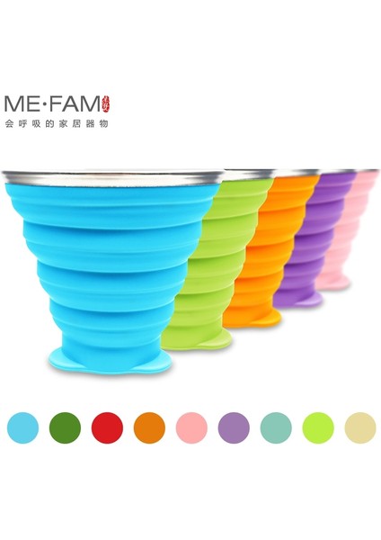 Matcha 1 Adet Tarzı Me.fam 270ML Paslanmaz Çelik Silikon Kordonlu Katlanır Bardaktoz Geçirmez Kapak Kapaklı Açık Kahve Fincanları Geri Çekilebilir Seyahat Copa (Yurt Dışından)
