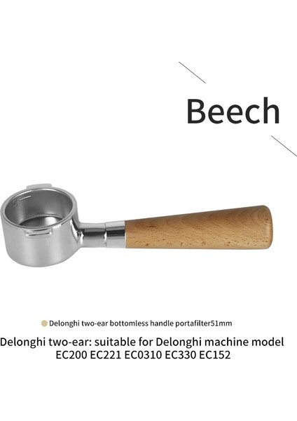 2 Kulaklı Kayın Tarzı Kahve Dipsiz Portafilter Delonghi EC680EC685 Filtre 51 mm Paslanmaz Çelik Yedek Filtre Sepeti Kahve Aksesuarları (Yurt Dışından)