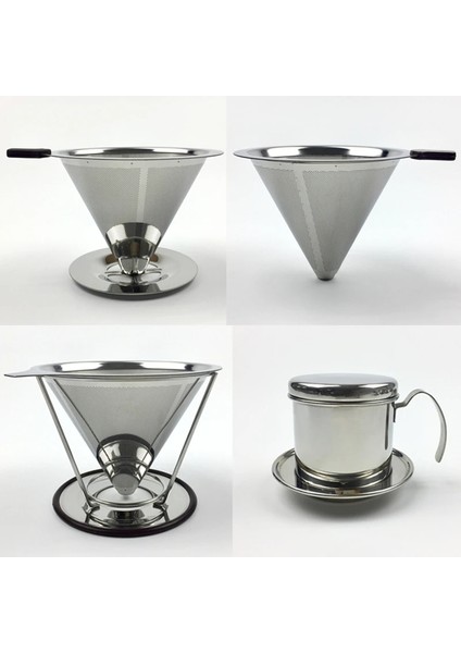 Küçük F-401 Stili Yeniden Kullanılabilir Kahve Filtresi Paslanmaz Çelik Tutucu Metal Örgü Huni Sepetleri Drif Kahve Filtreleri Dripper V60 Damla Kahve Filtre Fincan (Yurt Dışından)