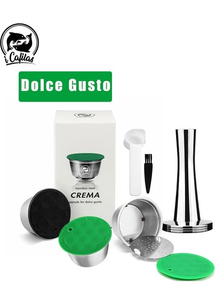 Açık Yeşil Tarzı Icafilas Yeniden Doldurulabilir Nescafe Için Dolce Gusto Kapsül Kahve Kapaklı Kapsül Paslanmaz Metal Filtreler Bardak Dış Müdahale Kaşığı (Yurt Dışından) fırsatları