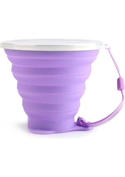 Mor 1 Parça Tarzı Ultra-Ince Silikon Katlanır Bardak + Dstproof Kapak Açık Kahve Fincanları Çocuklar Mevcuttur Seyahat Copa Teleskopik Spor Su Bardağı (Yurt Dışından)