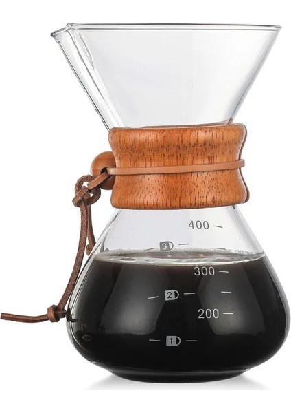 400ML Filtre Stili Yok Ohfın 400ML 600ML Cezve Yüksek Sıcaklığa Dayanıklı Saplı Espresso Su Damlası Cam Cezve Paslanmaz Çelik Filtreli (Yurt Dışından)