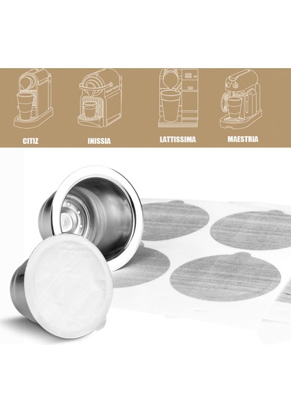 1 Kurcalama Stili Icafilaspaslanmaz Çelik Nespresso Kahve Kapsülü Için Tek Kullanımlık Folyolu Mühürler Kolay Temizlenebilir Yeniden Kullanılabilir Bardak Gövdesi (Yurt Dışından)