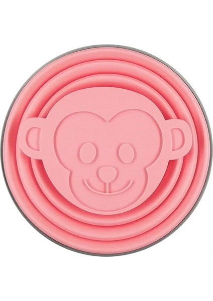 Maymun - Pembe Stil Me.fam Yeni Sevimli Karikatür Hayvan Paslanmaz Çelik Silikon Pe Kapaklı Katlanır Bardak Açık Katlanabilir Seyahat Çocuk Su Bardağı (Yurt Dışından)