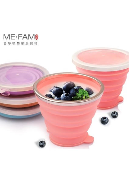Maymun - Pembe Stil Me.fam Yeni Sevimli Karikatür Hayvan Paslanmaz Çelik Silikon Pe Kapaklı Katlanır Bardak Açık Katlanabilir Seyahat Çocuk Su Bardağı (Yurt Dışından)