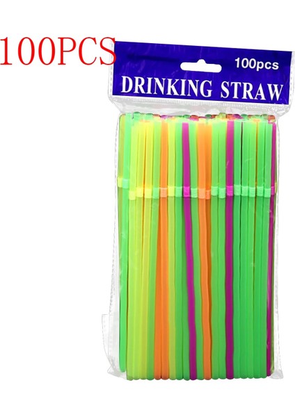 Gümüş Tarzı Tek Kullanımlık Plastik Içme Pipetleri Çok Renkli Çizgili Bükülebilir Dirsek Pipetleri Parti Olayı Benzeri Malzemeleri Renk Rastgele (Yurt Dışından)