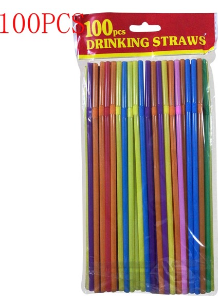 Gümüş Tarzı Tek Kullanımlık Plastik Içme Pipetleri Çok Renkli Çizgili Bükülebilir Dirsek Pipetleri Parti Olayı Benzeri Malzemeleri Renk Rastgele (Yurt Dışından)