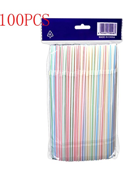 Gümüş Tarzı Tek Kullanımlık Plastik Içme Pipetleri Çok Renkli Çizgili Bükülebilir Dirsek Pipetleri Parti Olayı Benzeri Malzemeleri Renk Rastgele (Yurt Dışından)