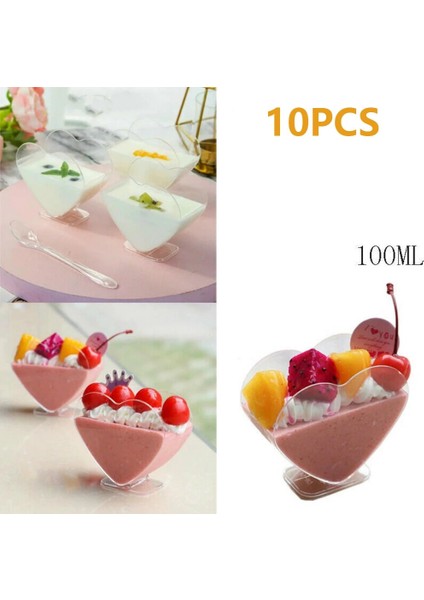 D-10 Adet Tarzı ml Tek Kullanımlık Plastik Bardaklar Jöle Yoğurt Mousses Tatlı Pişirme Için Şeffaf Porsiyon Şeffaf Trapez Gıda Kabı (Yurt Dışından)