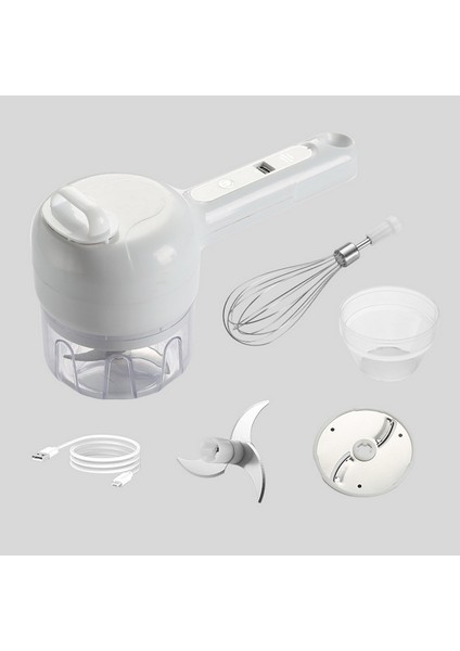 A-Beyaz Tarzı 4in1 Çok Fonksiyonlu Elektrikli Sebze Kesici Dilimleme Sarımsak Çamur Ezici Kıyıcı Kesme Presleme Mikser Mutfak Yiyecek Dilimleyici (Yurt Dışından)