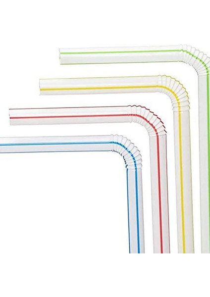 400 Adet Tarzı Tek Kullanımlık Plastik Içme Pipetleri Çok Renkli Çizgili Bükülebilir Dirsek Pipetleri Parti Olayı Benzeri Malzemeleri Renk Rastgele (Yurt Dışından)