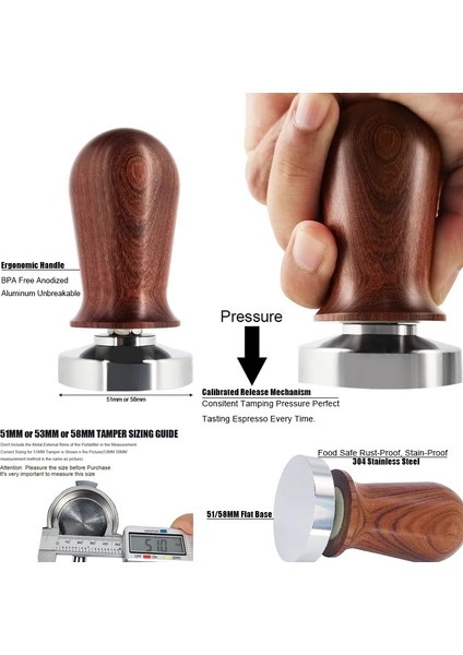 58MM Gümüş Yüzük Stili Kahve Sabotaj Paslanmaz Çelik Esneklik Ayarlanabilir Basınç Sabotaj Çekiç Kahve Gereçleri Portafilter Kahve Aksesuarları (Yurt Dışından) fiyatları