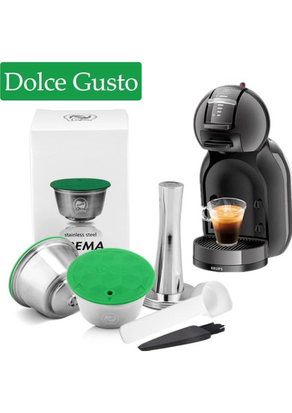 Açık Yeşil Tarzı Icafilas Yeniden Kullanılabilir Kapsül Dolce Gusto Inox Için Nescafe Dolce Gusto Kahve Kapsül Paslanmaz Metal Filtreler Tamper Kaşığı (Yurt Dışından) fiyatları