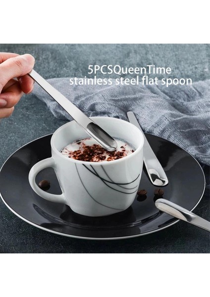5 Adet-Siyah Tarzı 5 Adet Çay Kaşığı Paslanmaz Çelik Düz Kaşık Espresso Kaşığı Tatlı Küçük Kahve Kaşığı Mikser Karıştırma Çubuğu Kaşık Mutfak Sofra (Yurt Dışından)