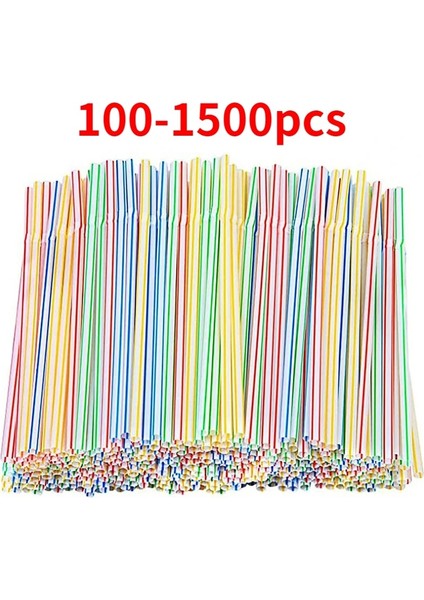 Çok Renkli Stil 300 Adet Tek Kullanımlık Plastik Içme Pipetleri Çok Renkli Çizgili Bükülebilir Dirsek Pipetleri Parti Olayı Benzeri Malzemeleri Renk Rastgele (Yurt Dışından)