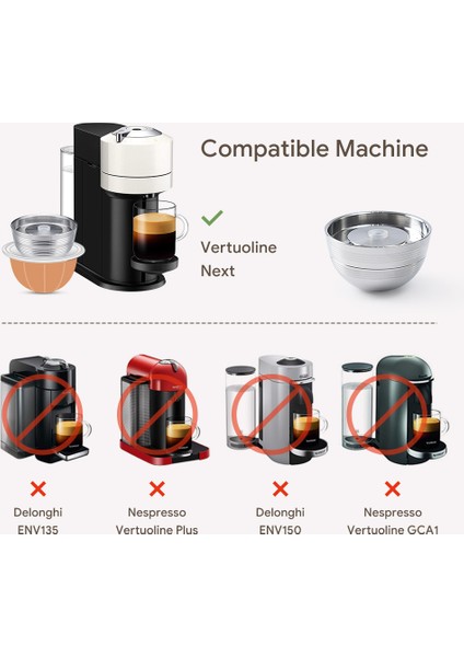 2 Adet Tarzı Yalnızca Nespresso Vertuo Next Vertuoline Yeniden Kullanılabilir Paslanmaz Çelik Kapsül Doldurulabilir Kahve Filtresi ve Orijinal Kapsül ile Kullanım Için (Yurt Dışından) fırsatları